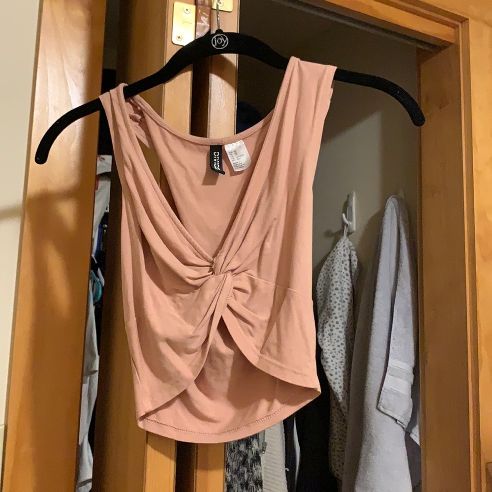 Divided Pink Twist Crop Top